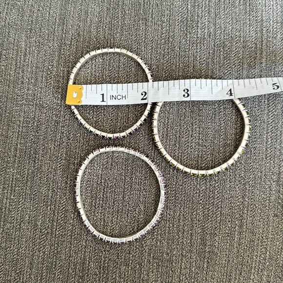 ✨Set of 3 sparkly colorful rhinestone bracelets! Lime green, purple, pink - Picture 8 of 8